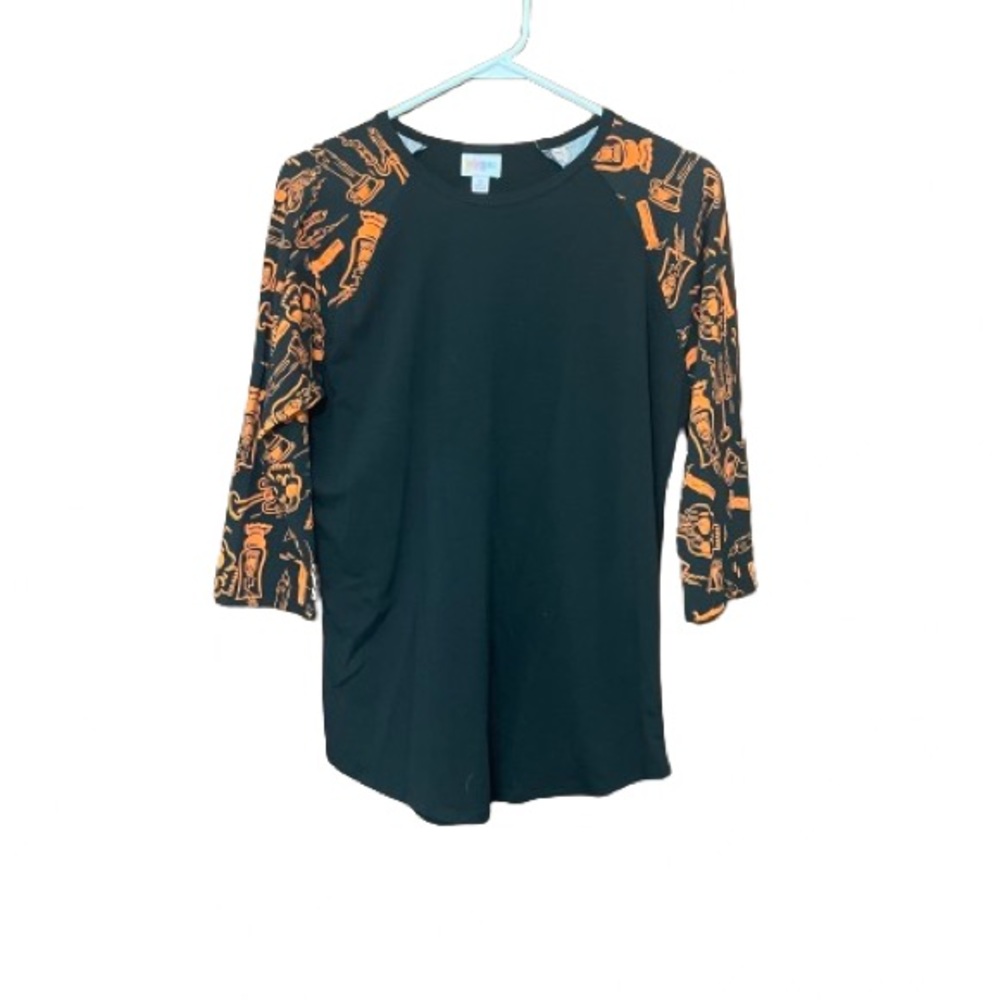 LuLaRoe Randy Baseball Tee Halloween Black Orange Size Medium